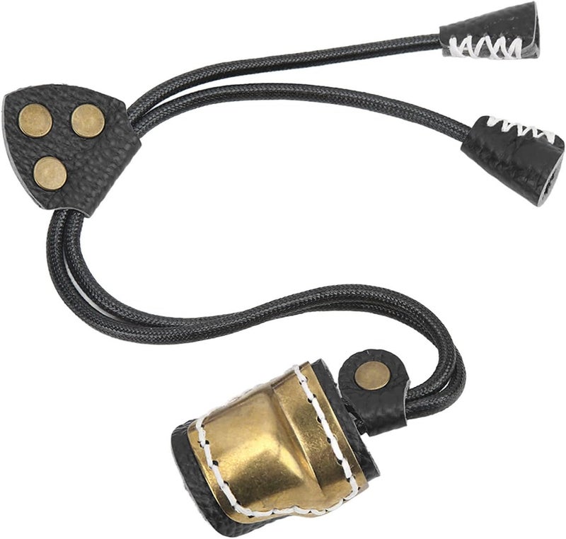 DEWIN Archery Thumb Ring Handmade Brass Leather Finger Guard Adjustable Traditional Thumb Ring Mongolian Finger Protector for Traditional Bow Shooting (Black) - Image 1